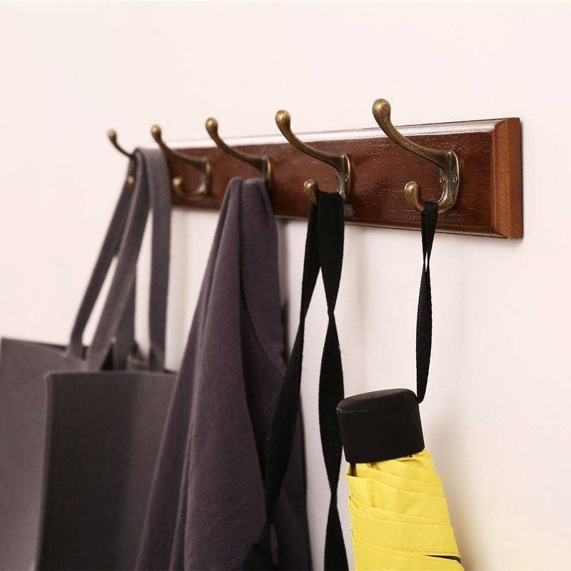Modern Wooden Entryway Coat Rack Wall-Mounted Coat Hanger with Hooks Brown 1 Piece 5 Clearhalo 'Entry & Mudroom Furniture' 'furn' 'furn_hall_tree_coat_racks' 'Furniture' 'Hall Trees & Coat Racks' 'hall_tree_coat_racks' 6600737