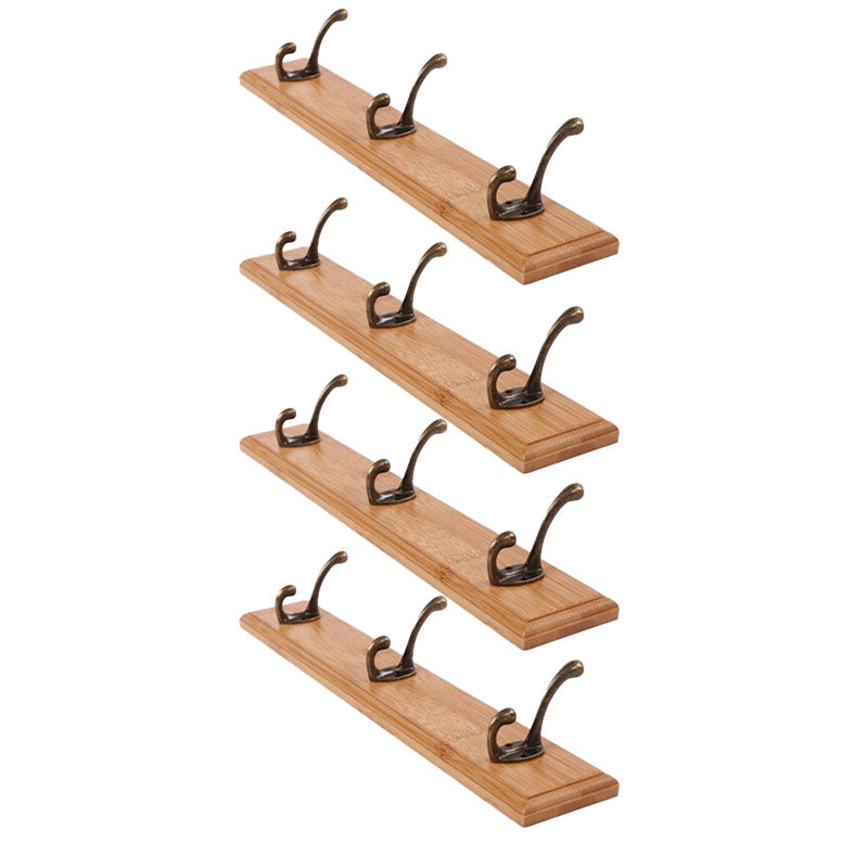 Modern Wooden Entryway Coat Rack Wall-Mounted Coat Hanger with Hooks Natural 4 Piece Set 3 Clearhalo 'Entry & Mudroom Furniture' 'furn' 'furn_hall_tree_coat_racks' 'Furniture' 'Hall Trees & Coat Racks' 'hall_tree_coat_racks' 6600752