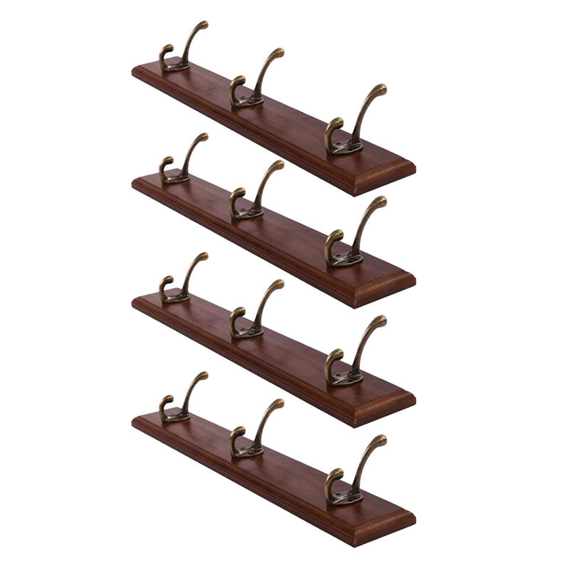 Modern Wooden Entryway Coat Rack Wall-Mounted Coat Hanger with Hooks Brown 4 Piece Set 3 Clearhalo 'Entry & Mudroom Furniture' 'furn' 'furn_hall_tree_coat_racks' 'Furniture' 'Hall Trees & Coat Racks' 'hall_tree_coat_racks' 6600756