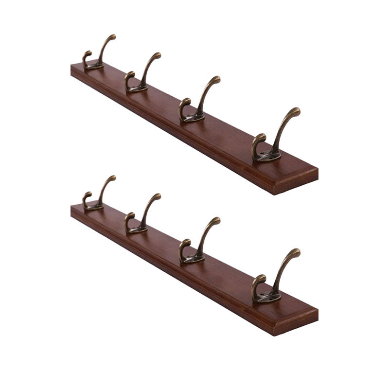 Modern Wooden Entryway Coat Rack Wall-Mounted Coat Hanger with Hooks Brown 2 Piece Set 4 Clearhalo 'Entry & Mudroom Furniture' 'furn' 'furn_hall_tree_coat_racks' 'Furniture' 'Hall Trees & Coat Racks' 'hall_tree_coat_racks' 6600762