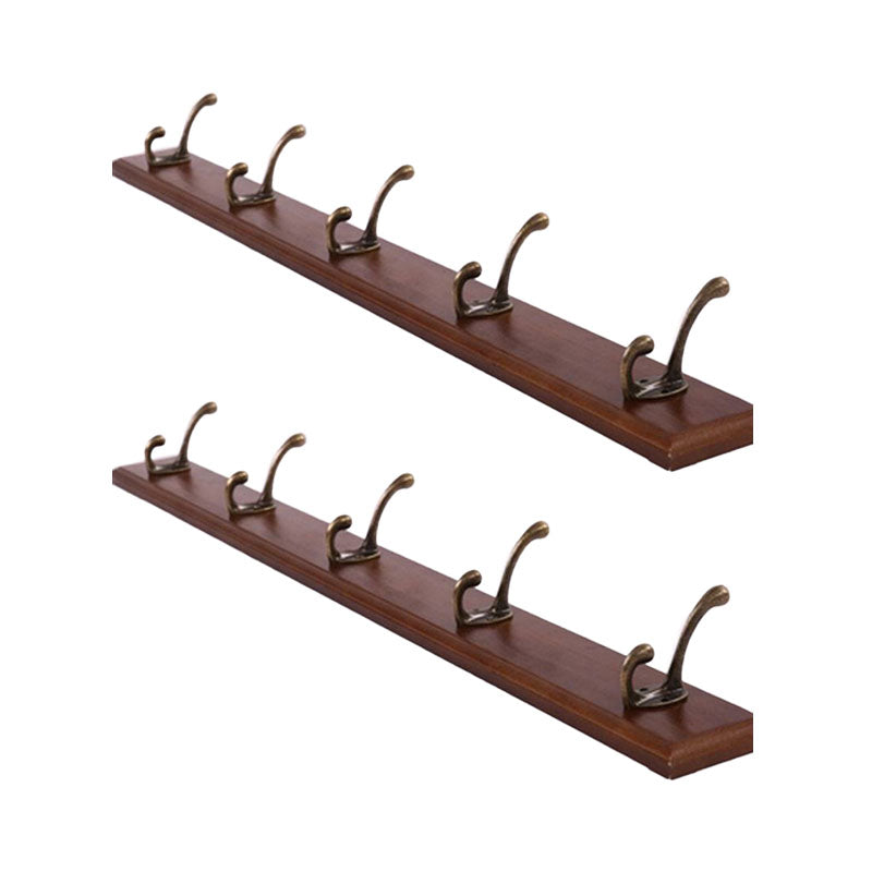 Modern Wooden Entryway Coat Rack Wall-Mounted Coat Hanger with Hooks Brown 2 Piece Set 5 Clearhalo 'Entry & Mudroom Furniture' 'furn' 'furn_hall_tree_coat_racks' 'Furniture' 'Hall Trees & Coat Racks' 'hall_tree_coat_racks' 6600768