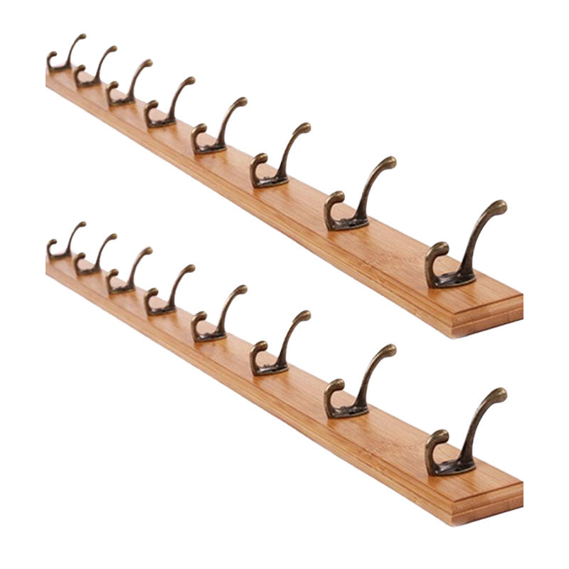 Modern Wooden Entryway Coat Rack Wall-Mounted Coat Hanger with Hooks Natural 2 Piece Set 8 Clearhalo 'Entry & Mudroom Furniture' 'furn' 'furn_hall_tree_coat_racks' 'Furniture' 'Hall Trees & Coat Racks' 'hall_tree_coat_racks' 6600770