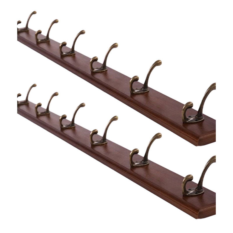 Modern Wooden Entryway Coat Rack Wall-Mounted Coat Hanger with Hooks Brown 2 Piece Set 6 Clearhalo 'Entry & Mudroom Furniture' 'furn' 'furn_hall_tree_coat_racks' 'Furniture' 'Hall Trees & Coat Racks' 'hall_tree_coat_racks' 6600772