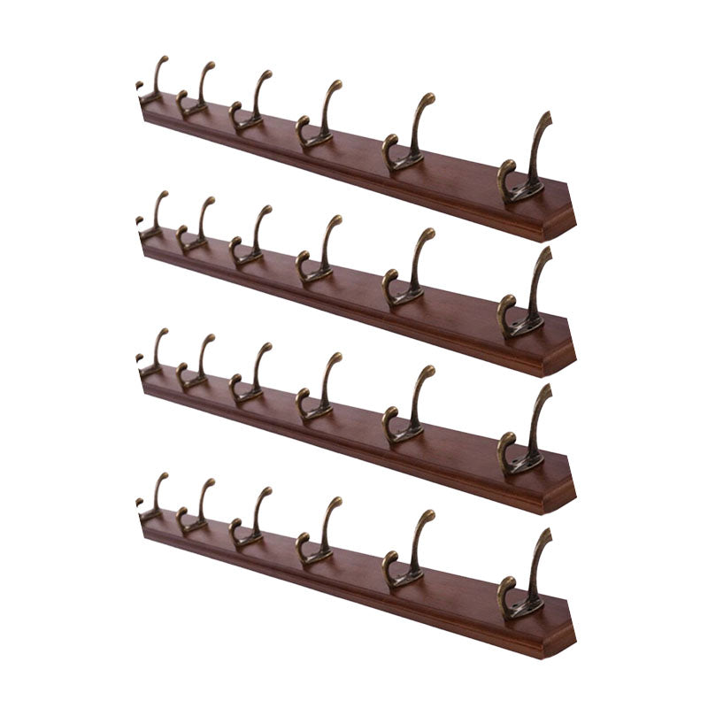 Modern Wooden Entryway Coat Rack Wall-Mounted Coat Hanger with Hooks Brown 4 Piece Set 6 Clearhalo 'Entry & Mudroom Furniture' 'furn' 'furn_hall_tree_coat_racks' 'Furniture' 'Hall Trees & Coat Racks' 'hall_tree_coat_racks' 6600773