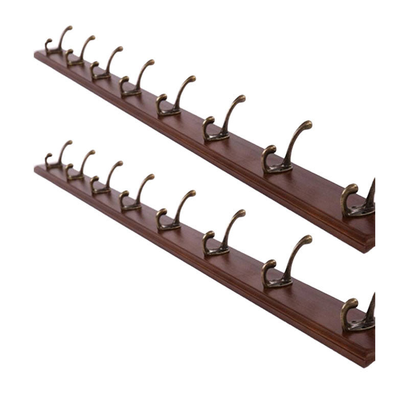 Modern Wooden Entryway Coat Rack Wall-Mounted Coat Hanger with Hooks Brown 2 Piece Set 8 Clearhalo 'Entry & Mudroom Furniture' 'furn' 'furn_hall_tree_coat_racks' 'Furniture' 'Hall Trees & Coat Racks' 'hall_tree_coat_racks' 6600774