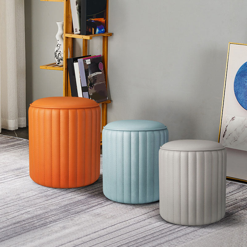 Whole Colored Ottoman Cylinder Shape Stain Resistant Faux Leather Ottoman Clearhalo 'furn' 'furn_ottomans_poufs' 'Furniture' 'Living Room Furniture' 'Ottomans & Poufs' 'ottomans_poufs' 6600831