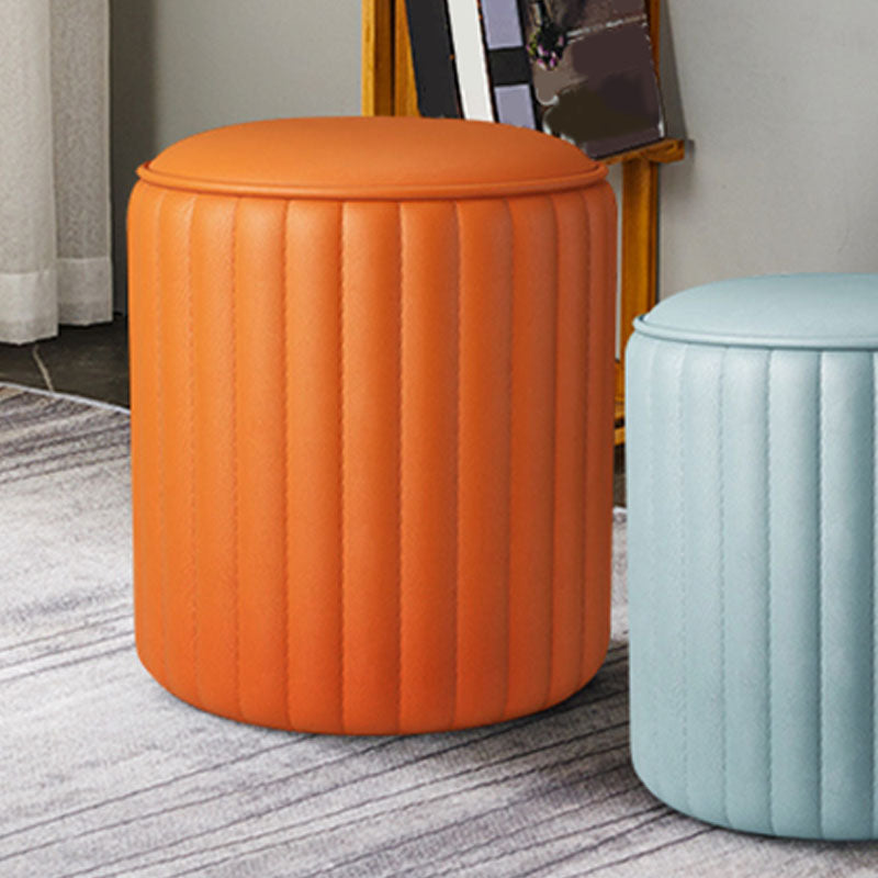 Whole Colored Ottoman Cylinder Shape Stain Resistant Faux Leather Ottoman Orange 1 Piece Clearhalo 'furn' 'furn_ottomans_poufs' 'Furniture' 'Living Room Furniture' 'Ottomans & Poufs' 'ottomans_poufs' 6600832