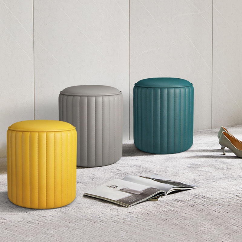 Whole Colored Ottoman Cylinder Shape Stain Resistant Faux Leather Ottoman Clearhalo 'furn' 'furn_ottomans_poufs' 'Furniture' 'Living Room Furniture' 'Ottomans & Poufs' 'ottomans_poufs' 6600833