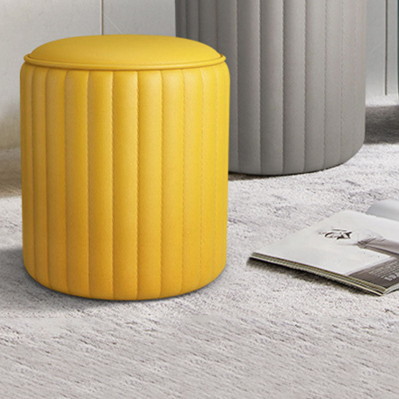 Whole Colored Ottoman Cylinder Shape Stain Resistant Faux Leather Ottoman Yellow 1 Piece Clearhalo 'furn' 'furn_ottomans_poufs' 'Furniture' 'Living Room Furniture' 'Ottomans & Poufs' 'ottomans_poufs' 6600834