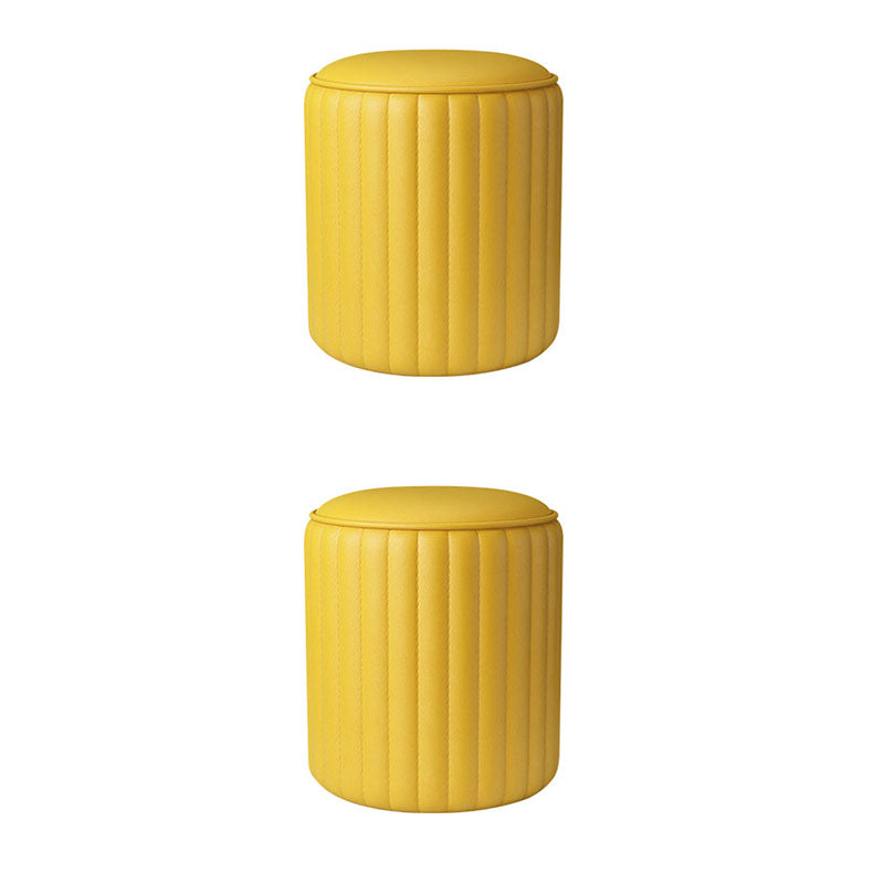 Whole Colored Ottoman Cylinder Shape Stain Resistant Faux Leather Ottoman Yellow 2 Piece Set Clearhalo 'furn' 'furn_ottomans_poufs' 'Furniture' 'Living Room Furniture' 'Ottomans & Poufs' 'ottomans_poufs' 6600844