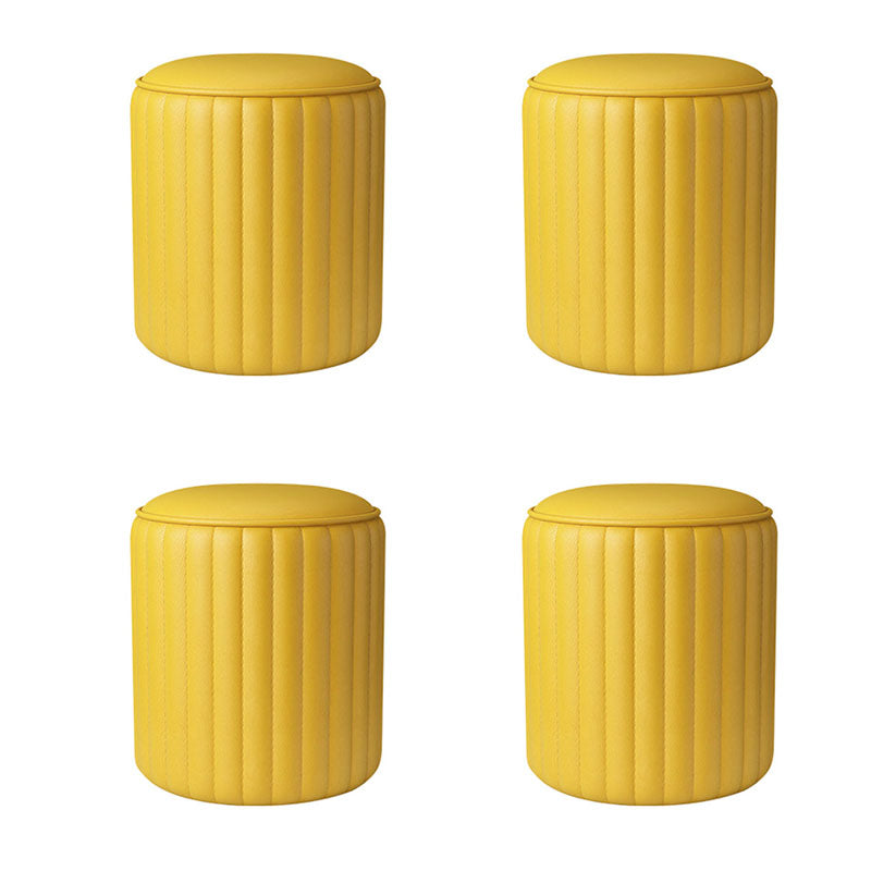 Whole Colored Ottoman Cylinder Shape Stain Resistant Faux Leather Ottoman Yellow 4 Piece Set Clearhalo 'furn' 'furn_ottomans_poufs' 'Furniture' 'Living Room Furniture' 'Ottomans & Poufs' 'ottomans_poufs' 6600846