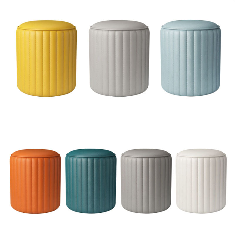 Whole Colored Ottoman Cylinder Shape Stain Resistant Faux Leather Ottoman Clearhalo 'furn' 'furn_ottomans_poufs' 'Furniture' 'Living Room Furniture' 'Ottomans & Poufs' 'ottomans_poufs' 6600847