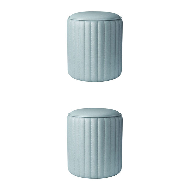 Whole Colored Ottoman Cylinder Shape Stain Resistant Faux Leather Ottoman Blue 2 Piece Set Clearhalo 'furn' 'furn_ottomans_poufs' 'Furniture' 'Living Room Furniture' 'Ottomans & Poufs' 'ottomans_poufs' 6600848