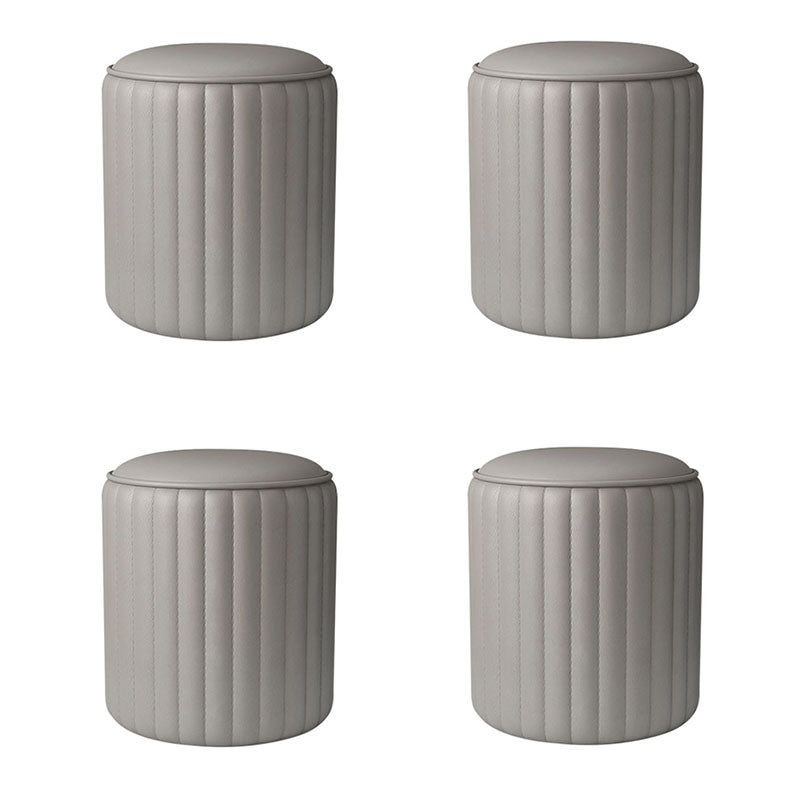 Whole Colored Ottoman Cylinder Shape Stain Resistant Faux Leather Ottoman Dark Gray 4 Piece Set Clearhalo 'furn' 'furn_ottomans_poufs' 'Furniture' 'Living Room Furniture' 'Ottomans & Poufs' 'ottomans_poufs' 6600854