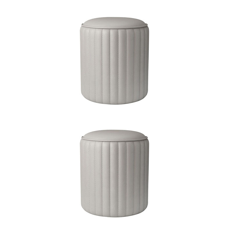 Whole Colored Ottoman Cylinder Shape Stain Resistant Faux Leather Ottoman Light Gray 2 Piece Set Clearhalo 'furn' 'furn_ottomans_poufs' 'Furniture' 'Living Room Furniture' 'Ottomans & Poufs' 'ottomans_poufs' 6600857