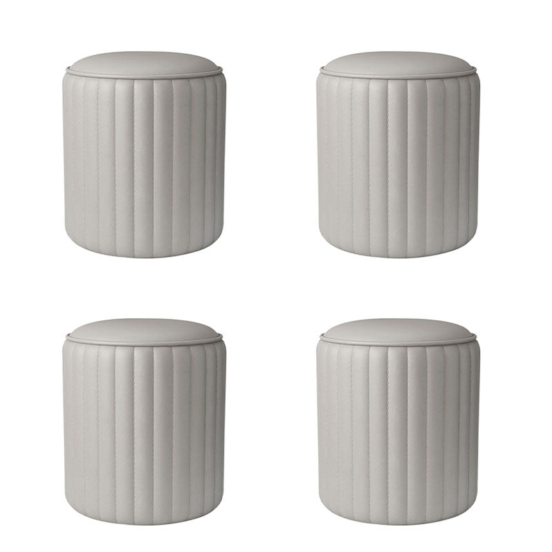 Whole Colored Ottoman Cylinder Shape Stain Resistant Faux Leather Ottoman Light Gray 4 Piece Set Clearhalo 'furn' 'furn_ottomans_poufs' 'Furniture' 'Living Room Furniture' 'Ottomans & Poufs' 'ottomans_poufs' 6600858