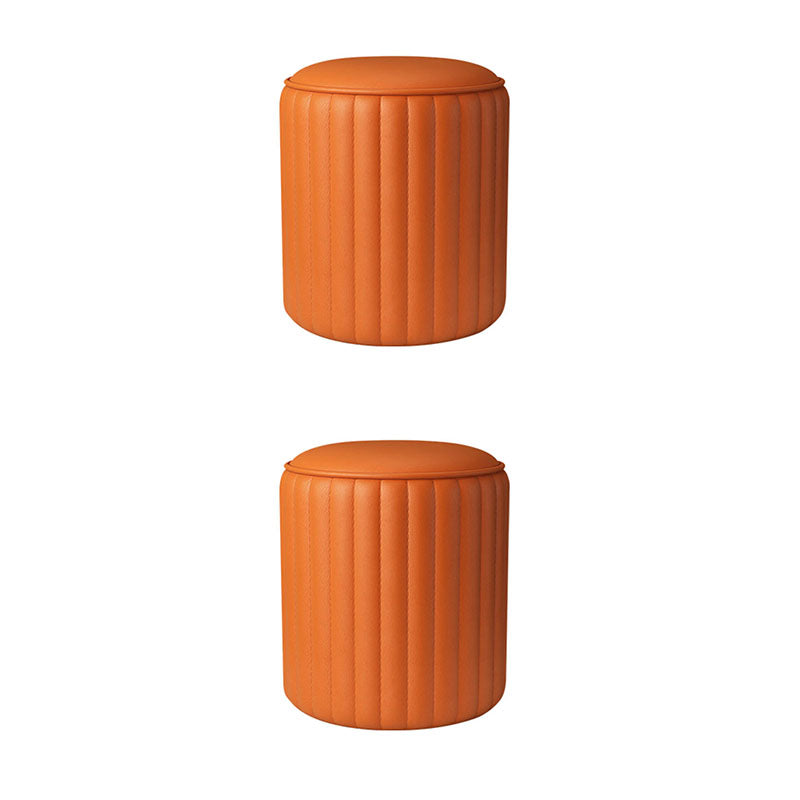 Whole Colored Ottoman Cylinder Shape Stain Resistant Faux Leather Ottoman Orange 2 Piece Set Clearhalo 'furn' 'furn_ottomans_poufs' 'Furniture' 'Living Room Furniture' 'Ottomans & Poufs' 'ottomans_poufs' 6600861