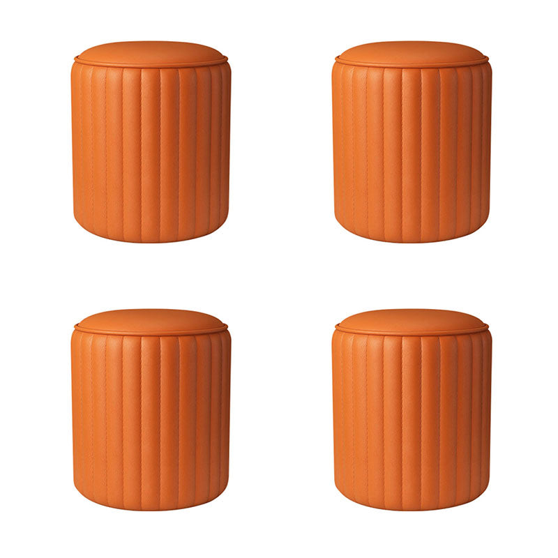 Whole Colored Ottoman Cylinder Shape Stain Resistant Faux Leather Ottoman Orange 4 Piece Set Clearhalo 'furn' 'furn_ottomans_poufs' 'Furniture' 'Living Room Furniture' 'Ottomans & Poufs' 'ottomans_poufs' 6600862