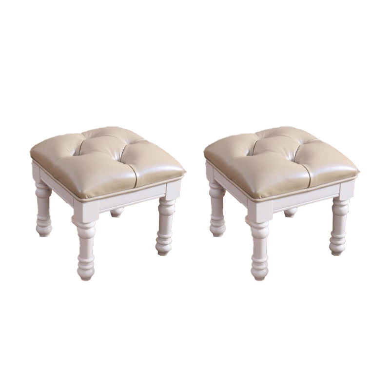 Mid-Century Modern Ottoman Faux Leather Tufted Upholstered Square Ottoman White 2 Piece Set Clearhalo 'furn' 'furn_ottomans_poufs' 'Furniture' 'Living Room Furniture' 'Ottomans & Poufs' 'ottomans_poufs' 6600865
