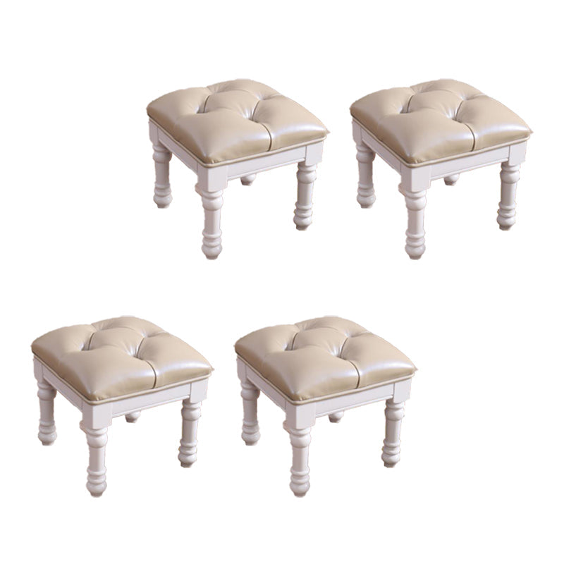 Mid-Century Modern Ottoman Faux Leather Tufted Upholstered Square Ottoman White 4 Piece Set Clearhalo 'furn' 'furn_ottomans_poufs' 'Furniture' 'Living Room Furniture' 'Ottomans & Poufs' 'ottomans_poufs' 6600867