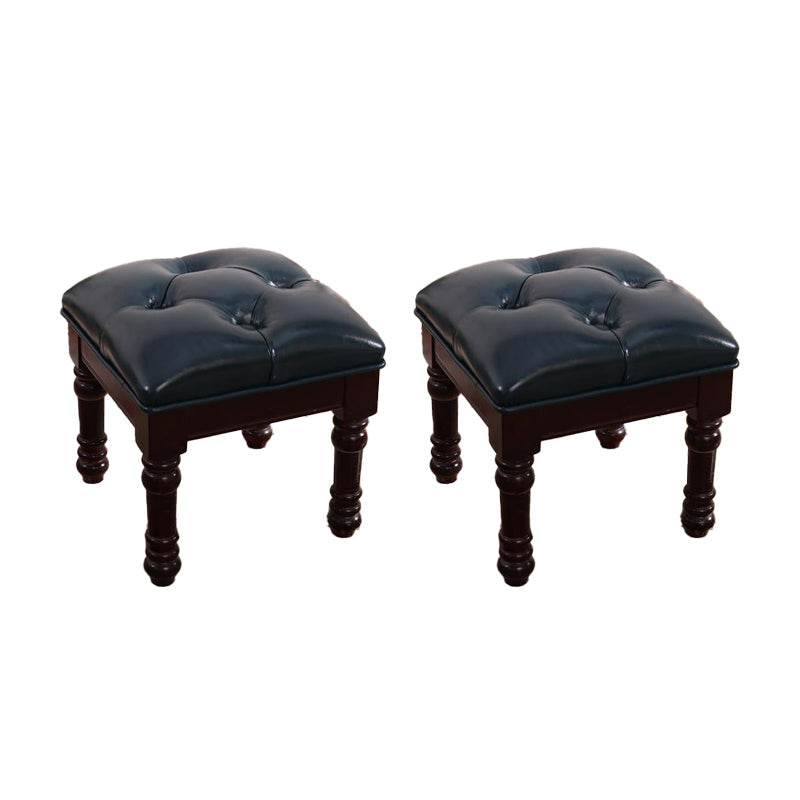 Mid-Century Modern Ottoman Faux Leather Tufted Upholstered Square Ottoman Blue 2 Piece Set Clearhalo 'furn' 'furn_ottomans_poufs' 'Furniture' 'Living Room Furniture' 'Ottomans & Poufs' 'ottomans_poufs' 6600868