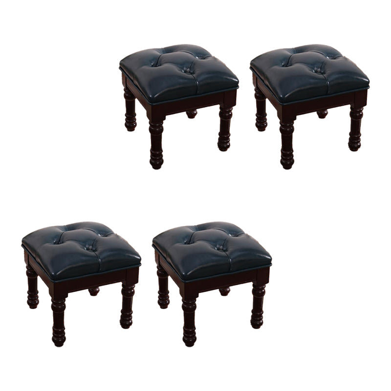 Mid-Century Modern Ottoman Faux Leather Tufted Upholstered Square Ottoman Blue 4 Piece Set Clearhalo 'furn' 'furn_ottomans_poufs' 'Furniture' 'Living Room Furniture' 'Ottomans & Poufs' 'ottomans_poufs' 6600871