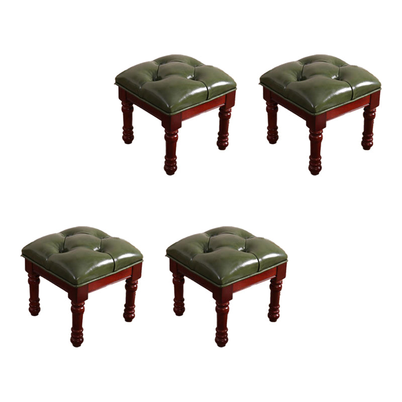 Mid-Century Modern Ottoman Faux Leather Tufted Upholstered Square Ottoman Green 4 Piece Set Clearhalo 'furn' 'furn_ottomans_poufs' 'Furniture' 'Living Room Furniture' 'Ottomans & Poufs' 'ottomans_poufs' 6600874