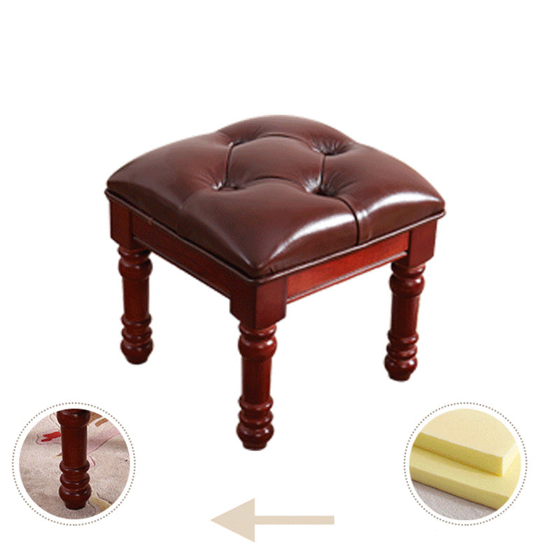 Mid-Century Modern Ottoman Faux Leather Tufted Upholstered Square Ottoman Clearhalo 'furn' 'furn_ottomans_poufs' 'Furniture' 'Living Room Furniture' 'Ottomans & Poufs' 'ottomans_poufs' 6600876