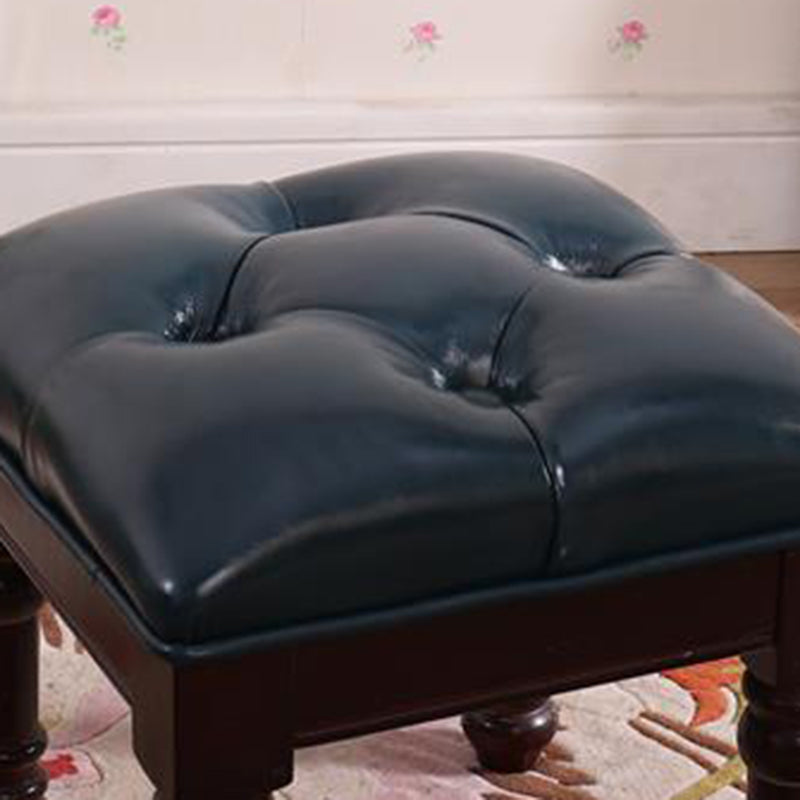 Mid-Century Modern Ottoman Faux Leather Tufted Upholstered Square Ottoman Clearhalo 'furn' 'furn_ottomans_poufs' 'Furniture' 'Living Room Furniture' 'Ottomans & Poufs' 'ottomans_poufs' 6600879