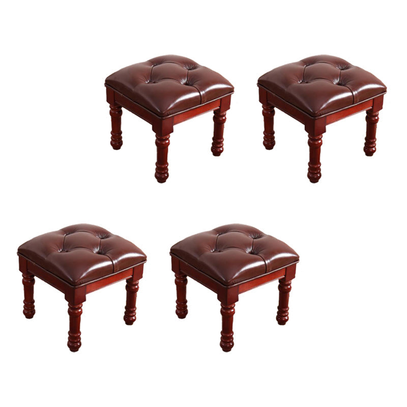 Mid-Century Modern Ottoman Faux Leather Tufted Upholstered Square Ottoman Dark Brown 4 Piece Set Clearhalo 'furn' 'furn_ottomans_poufs' 'Furniture' 'Living Room Furniture' 'Ottomans & Poufs' 'ottomans_poufs' 6600882