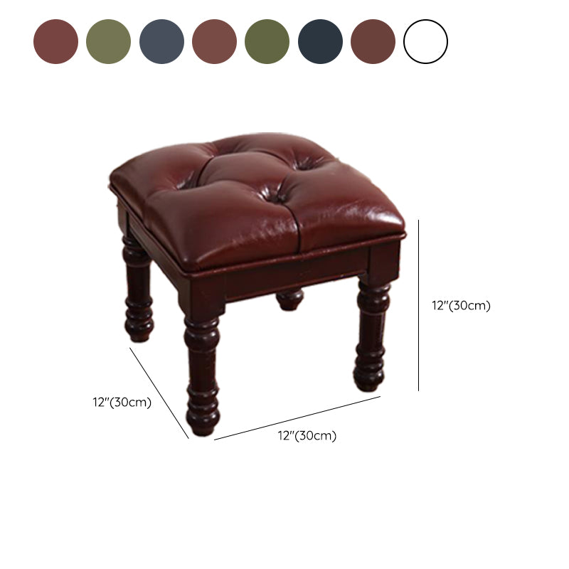 Mid-Century Modern Ottoman Faux Leather Tufted Upholstered Square Ottoman Clearhalo 'furn' 'furn_ottomans_poufs' 'Furniture' 'Living Room Furniture' 'Ottomans & Poufs' 'ottomans_poufs' 6600892