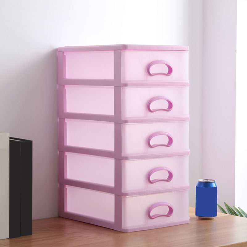Plastic Filing Cabinet Vertical Filing Cabinet with Drawers for Home and Office 9.8"L x 13.4"W x 20.5"H Pink Clearhalo 'Filing Cabinets' 'filling_cabinets' 'furn' 'furn_filling_cabinets' 'Furniture' 'Office Furniture' 6601029