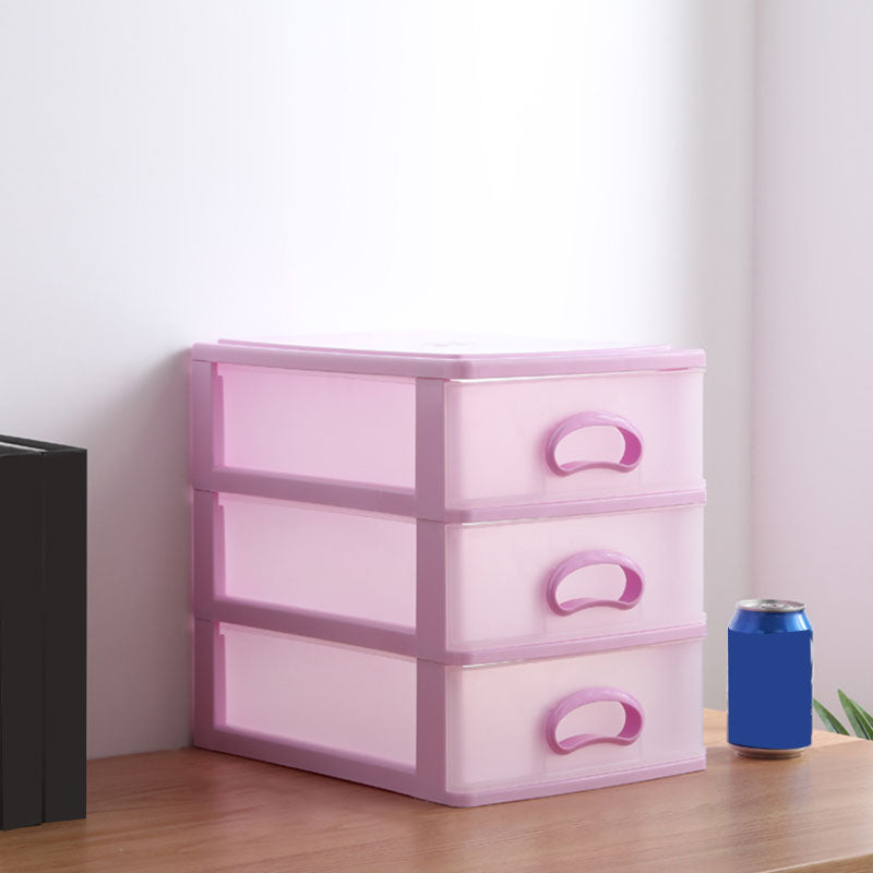 Plastic Filing Cabinet Vertical Filing Cabinet with Drawers for Home and Office 9.8"L x 13.4"W x 12.6"H Pink Clearhalo 'Filing Cabinets' 'filling_cabinets' 'furn' 'furn_filling_cabinets' 'Furniture' 'Office Furniture' 6601032