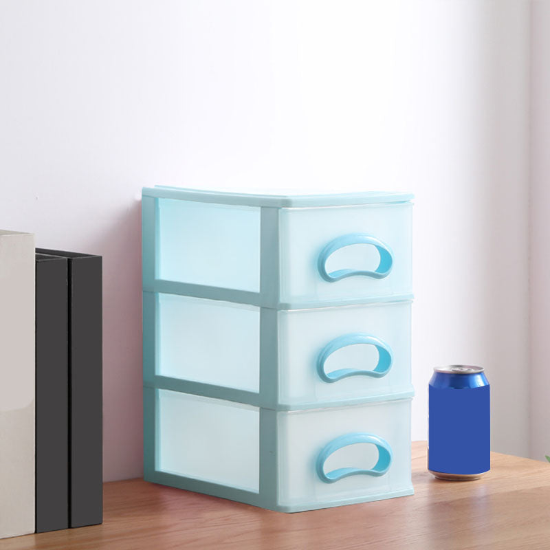 Plastic Filing Cabinet Vertical Filing Cabinet with Drawers for Home and Office 6.7"L x 9.4"W x 11.8"H Blue Clearhalo 'Filing Cabinets' 'filling_cabinets' 'furn' 'furn_filling_cabinets' 'Furniture' 'Office Furniture' 6601053