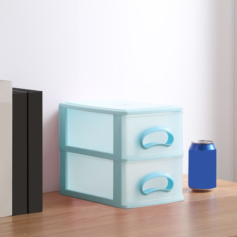 Plastic Filing Cabinet Vertical Filing Cabinet with Drawers for Home and Office 6.7"L x 9.4"W x 7.9"H Blue Clearhalo 'Filing Cabinets' 'filling_cabinets' 'furn' 'furn_filling_cabinets' 'Furniture' 'Office Furniture' 6601055