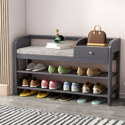 Mid-Century Modern Seating Bench Rectangle Shoe Storage Cushioned Entryway Bench Grey Clearhalo 'Benches' 'Chairs & Seating' 'furn' 'furn_benches' 'Furniture' 'Living Room Furniture' 6606075