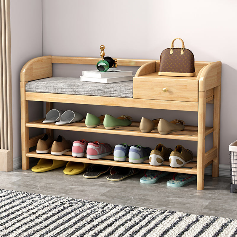 Mid-Century Modern Seating Bench Rectangle Shoe Storage Cushioned Entryway Bench Clearhalo 'Benches' 'Chairs & Seating' 'furn' 'furn_benches' 'Furniture' 'Living Room Furniture' 6606085