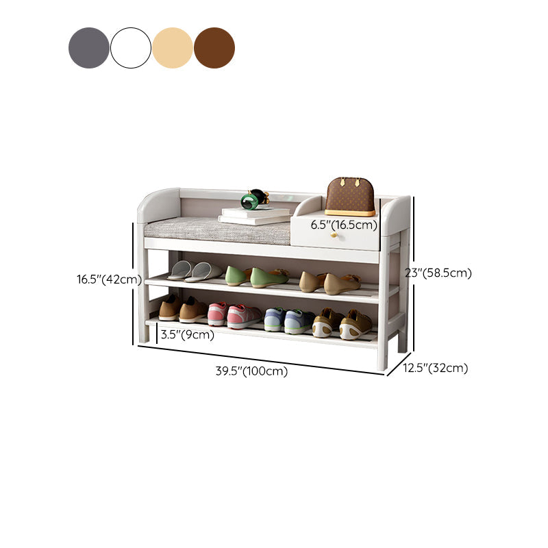 Mid-Century Modern Seating Bench Rectangle Shoe Storage Cushioned Entryway Bench Clearhalo 'Benches' 'Chairs & Seating' 'furn' 'furn_benches' 'Furniture' 'Living Room Furniture' 6606086