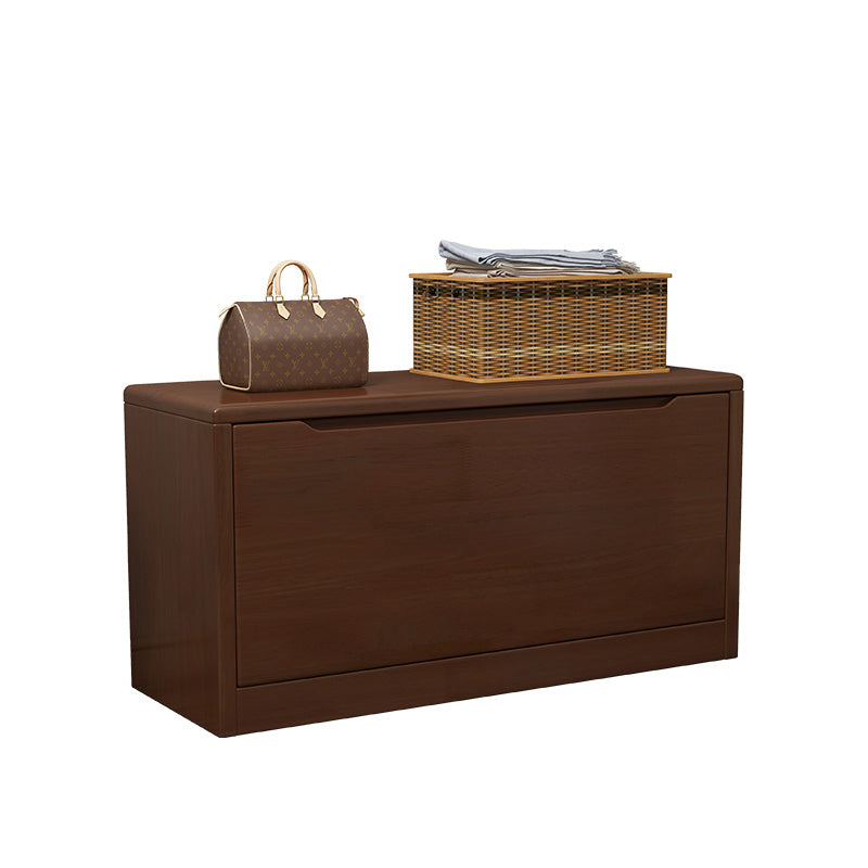 Mid-Century Modern Seating Bench Rectangle 12" W Shoe Storage Entryway and Bedroom Bench 31"L x 12"W x 17"H Walnut Wood Clearhalo 'Benches' 'Chairs & Seating' 'furn' 'furn_benches' 'Furniture' 'Living Room Furniture' 6606107