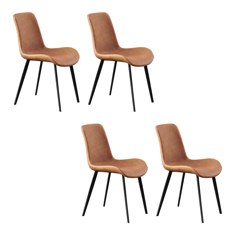 Upholstered Armless Dining Chair Parsons Dining Room Side Chair Brown 4 Piece Set Clearhalo 'Dining Chairs' 'Dining Tables & Seating' 'dining_chair' 'furn' 'furn_dining_chair' 'Furniture' 'Kitchen & Dining Furniture' 6606165