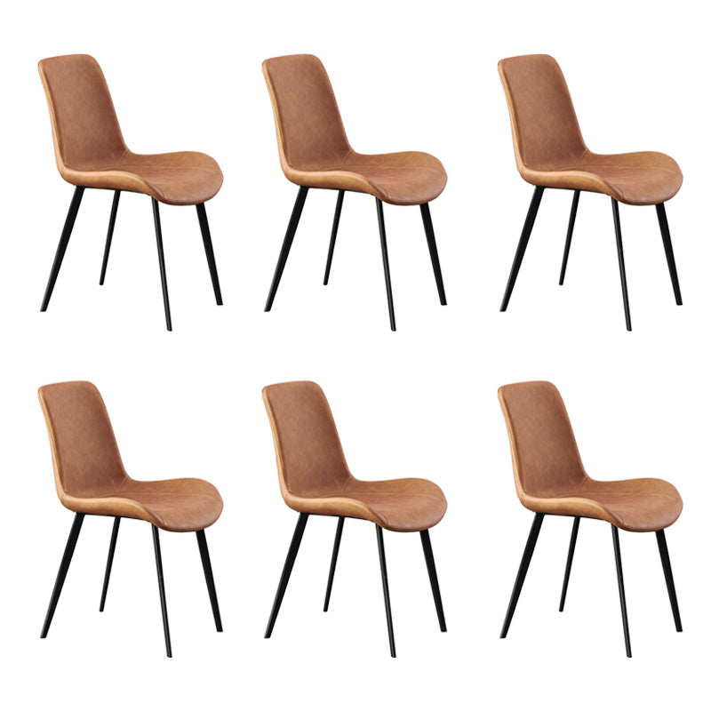 Upholstered Armless Dining Chair Parsons Dining Room Side Chair Brown 6 Piece Set Clearhalo 'Dining Chairs' 'Dining Tables & Seating' 'dining_chair' 'furn' 'furn_dining_chair' 'Furniture' 'Kitchen & Dining Furniture' 6606166
