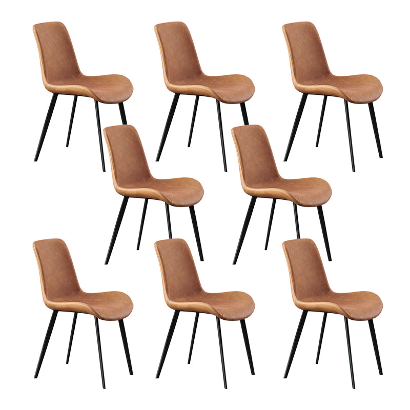 Upholstered Armless Dining Chair Parsons Dining Room Side Chair Brown 8 Piece Set Clearhalo 'Dining Chairs' 'Dining Tables & Seating' 'dining_chair' 'furn' 'furn_dining_chair' 'Furniture' 'Kitchen & Dining Furniture' 6606167