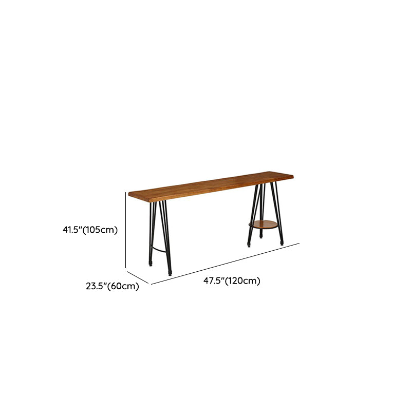 Table de bar de style industriel Table de pub rectangulaire en bois massif en marron