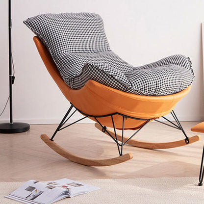 Modern Rocking Chair Solid Color Indoor Rocker Chair with Dark Legs Orange Houndstooth Clearhalo 'Chairs & Seating' 'furn' 'furn_rocking_chairs' 'Furniture' 'Living Room Furniture' 'Rocking Chairs' 'rocking_chairs' 6606342