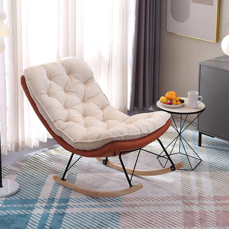 Modern Rocker Chair Metal Frame Tufted Cushion Spindle Rocker Chair for Living Room Clearhalo 'Chairs & Seating' 'furn' 'furn_rocking_chairs' 'Furniture' 'Living Room Furniture' 'Rocking Chairs' 'rocking_chairs' 6606358