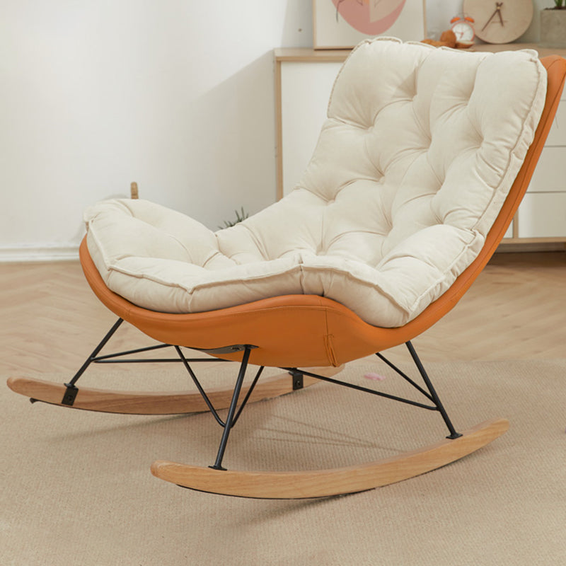 Modern Rocker Chair Metal Frame Tufted Cushion Spindle Rocker Chair for Living Room Orange White Rocking Chair Clearhalo 'Chairs & Seating' 'furn' 'furn_rocking_chairs' 'Furniture' 'Living Room Furniture' 'Rocking Chairs' 'rocking_chairs' 6606359
