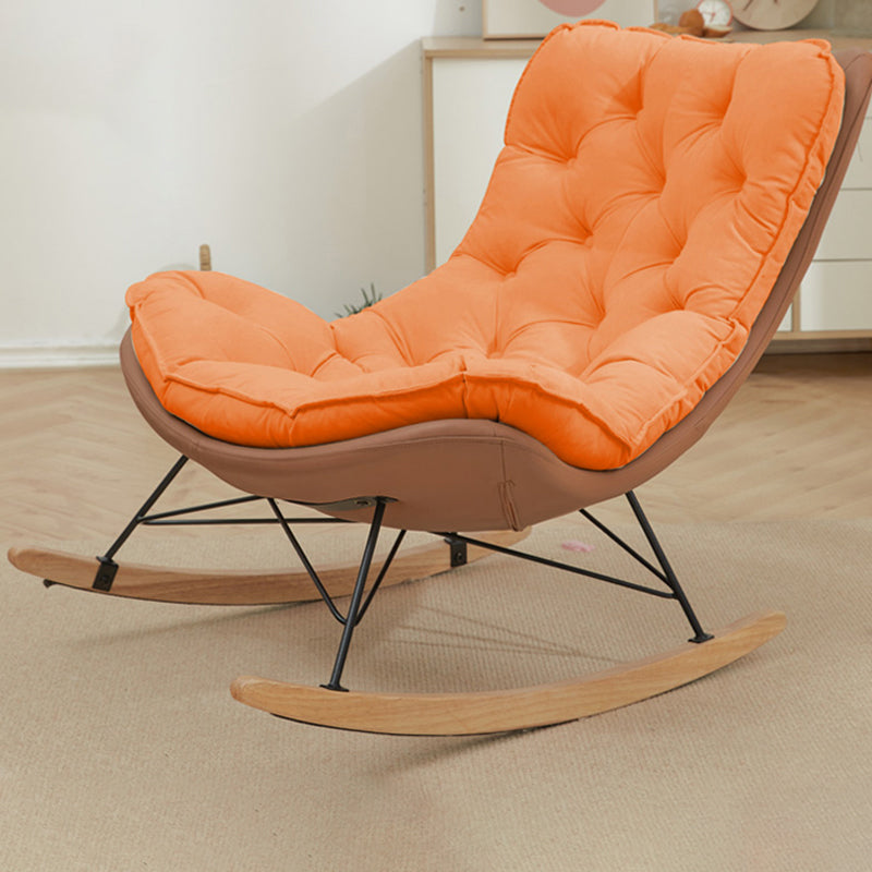 Modern Rocker Chair Metal Frame Tufted Cushion Spindle Rocker Chair for Living Room Orange Brown Rocking Chair Clearhalo 'Chairs & Seating' 'furn' 'furn_rocking_chairs' 'Furniture' 'Living Room Furniture' 'Rocking Chairs' 'rocking_chairs' 6606362