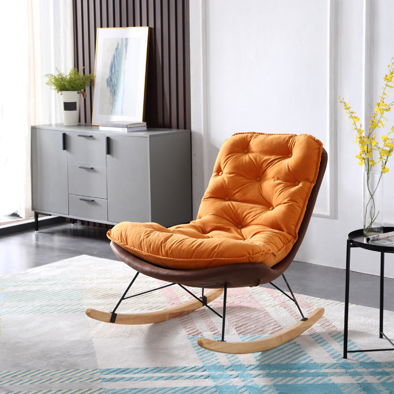 Modern Rocker Chair Metal Frame Tufted Cushion Spindle Rocker Chair for Living Room Clearhalo 'Chairs & Seating' 'furn' 'furn_rocking_chairs' 'Furniture' 'Living Room Furniture' 'Rocking Chairs' 'rocking_chairs' 6606363