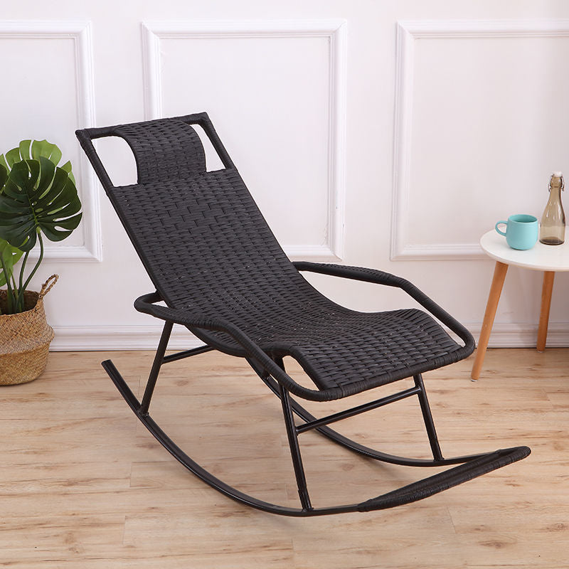 Rattan Rocking Chair Plain Water Resistant Woven Rope Modern Rocking Chair Black Clearhalo 'Chairs & Seating' 'furn' 'furn_rocking_chairs' 'Furniture' 'Living Room Furniture' 'Rocking Chairs' 'rocking_chairs' 6606390