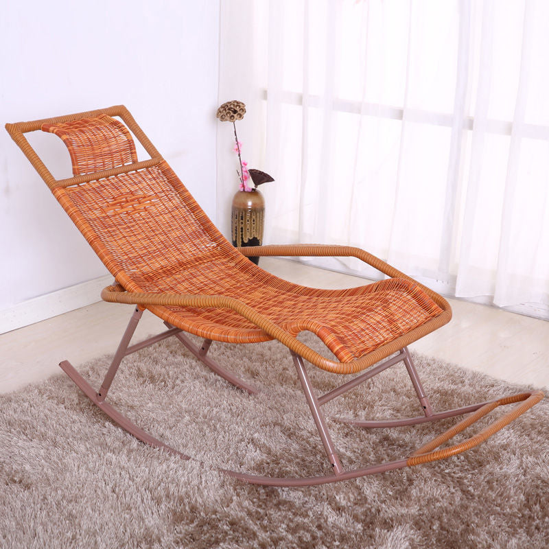 Rattan Rocking Chair Plain Water Resistant Woven Rope Modern Rocking Chair Orange Clearhalo 'Chairs & Seating' 'furn' 'furn_rocking_chairs' 'Furniture' 'Living Room Furniture' 'Rocking Chairs' 'rocking_chairs' 6606392